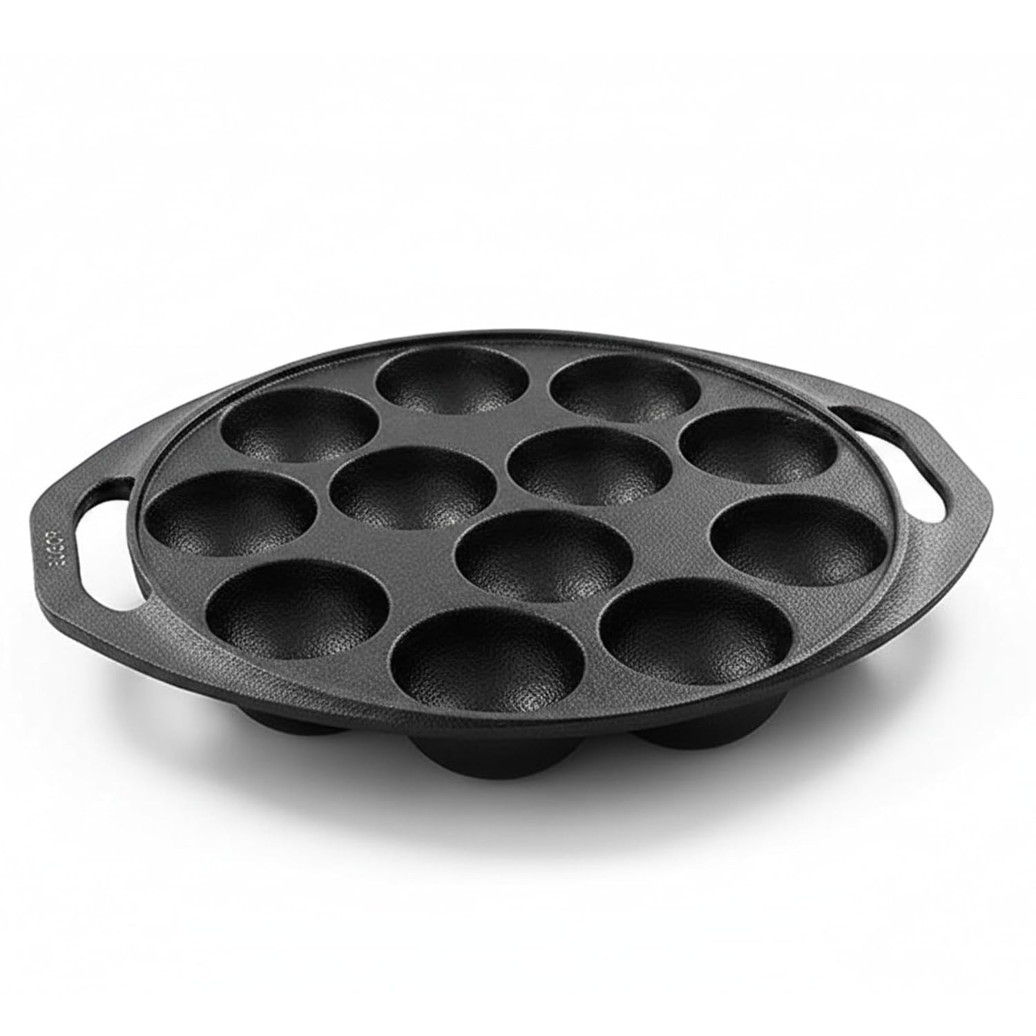 Drumstone (3 Year Warranty Cast Iron Appe Pan 0.2L, Non Stick Paniyaram Maker Cast Iron Appam Pan, 12 Cavity, Black, Non-S...