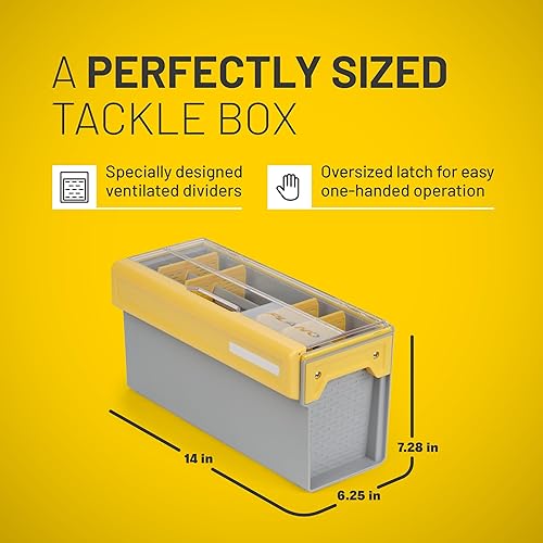 Miniatura 155 de Plano Edge 3700 - Caja de almacenamiento vertical de cebo y cebo espía, gris y amarillo, soporta hasta 52 cebos verticales, caja organizadora