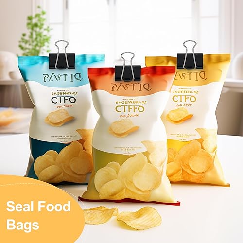 Vista 2 de Coideal Clips negros medianos para carpeta de 1.25 pulgadas, 24 clips plegables de 1.260 in para oficina, escuela (1 1/4 pulgadas)