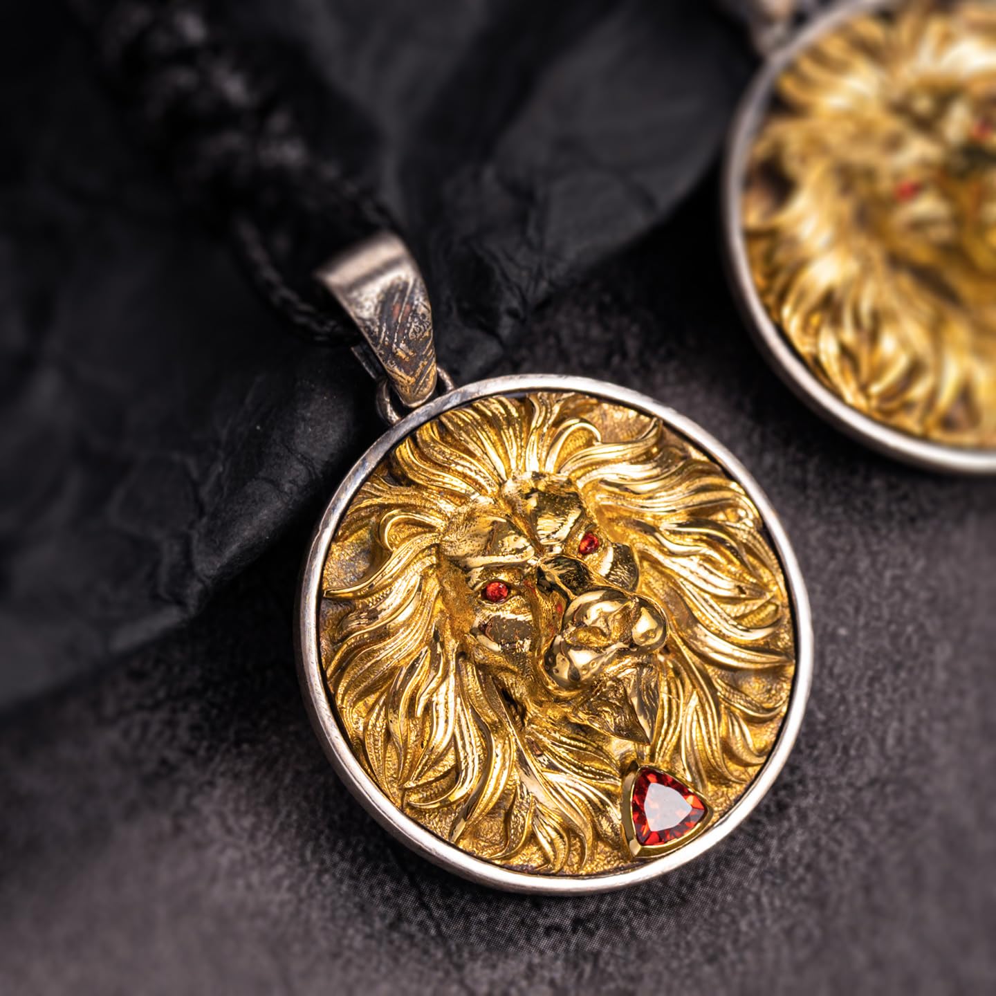 Collana con ciondolo a forma di testa di leone in argento sterling 925 bicolore con zirconia cubica gioielli animali per uomo catena 60cm
