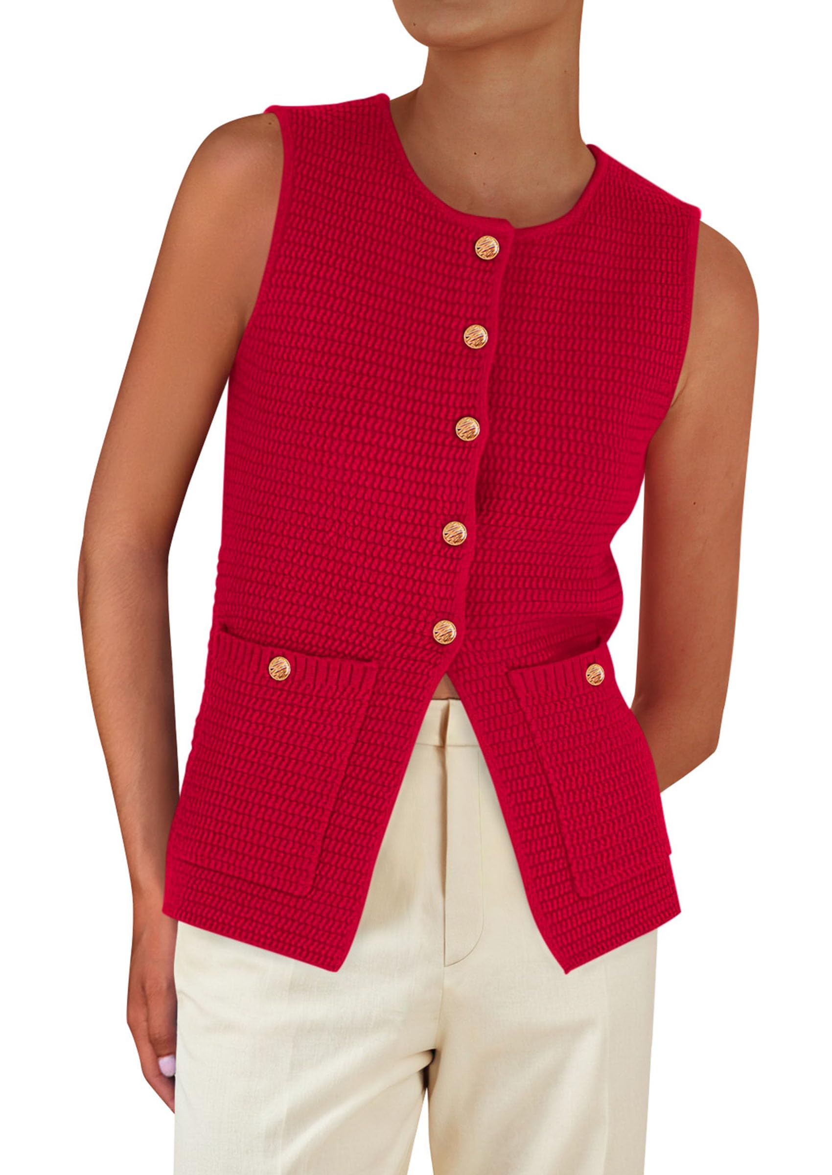 PRETTYGARDEN Womens 2026 Spring Sweater Vest Sleeveless Button Down Knit Cardigan Tank Tops Summer Business Casual Outfits