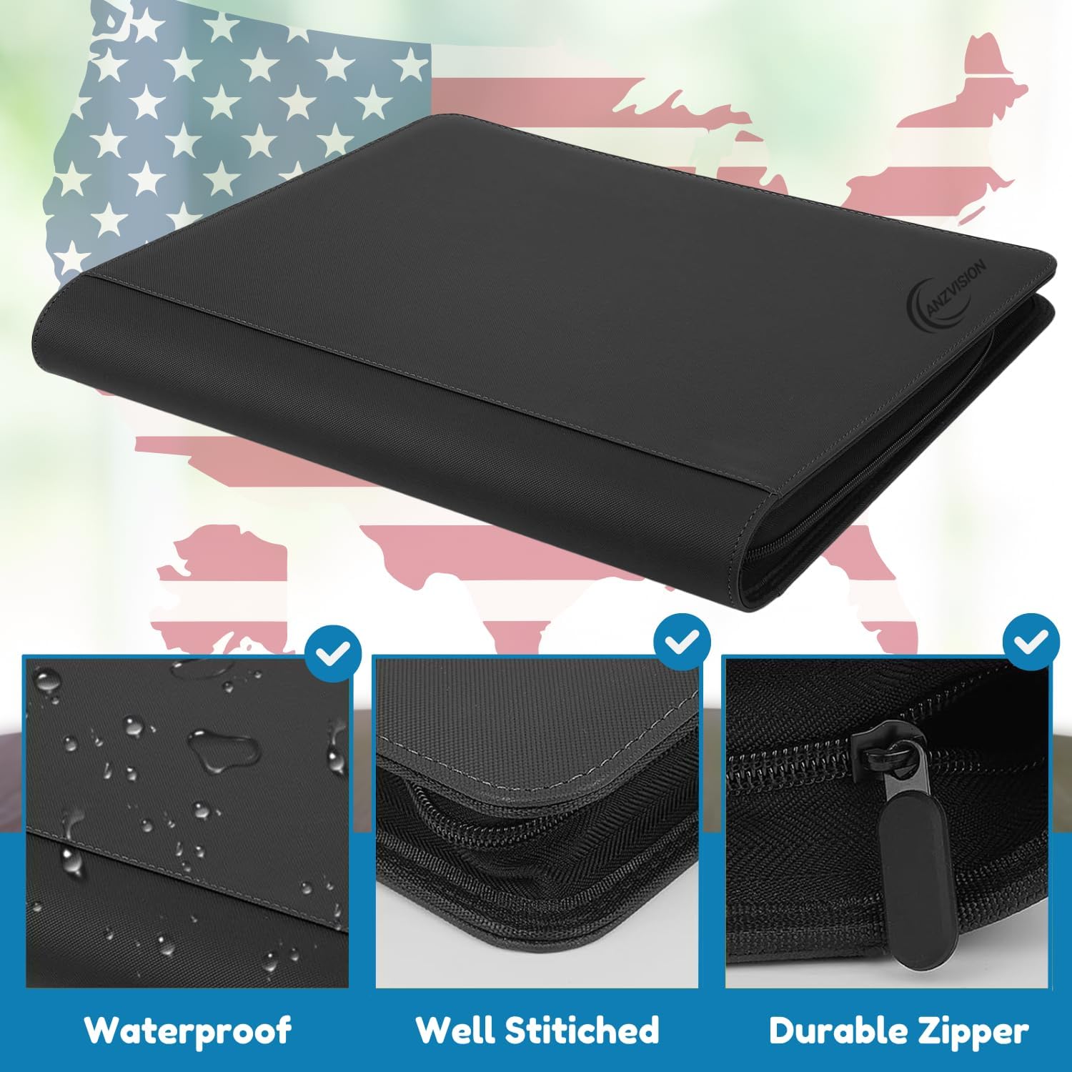Top Loader Binder – 9 Pocket Card Binder for 3"x4" Top Loaders | Holds 288 Sleeves for Sports Cards, Trading Cards, Baseball, Football, MTG, TCG, Hobby Collectibles Organizer – Black