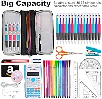 Vista 2 de Estuche para lápices de gran capacidad, bolsa de almacenamiento grande, bolsa de lápices de 3 compartimentos para papelería, estuche