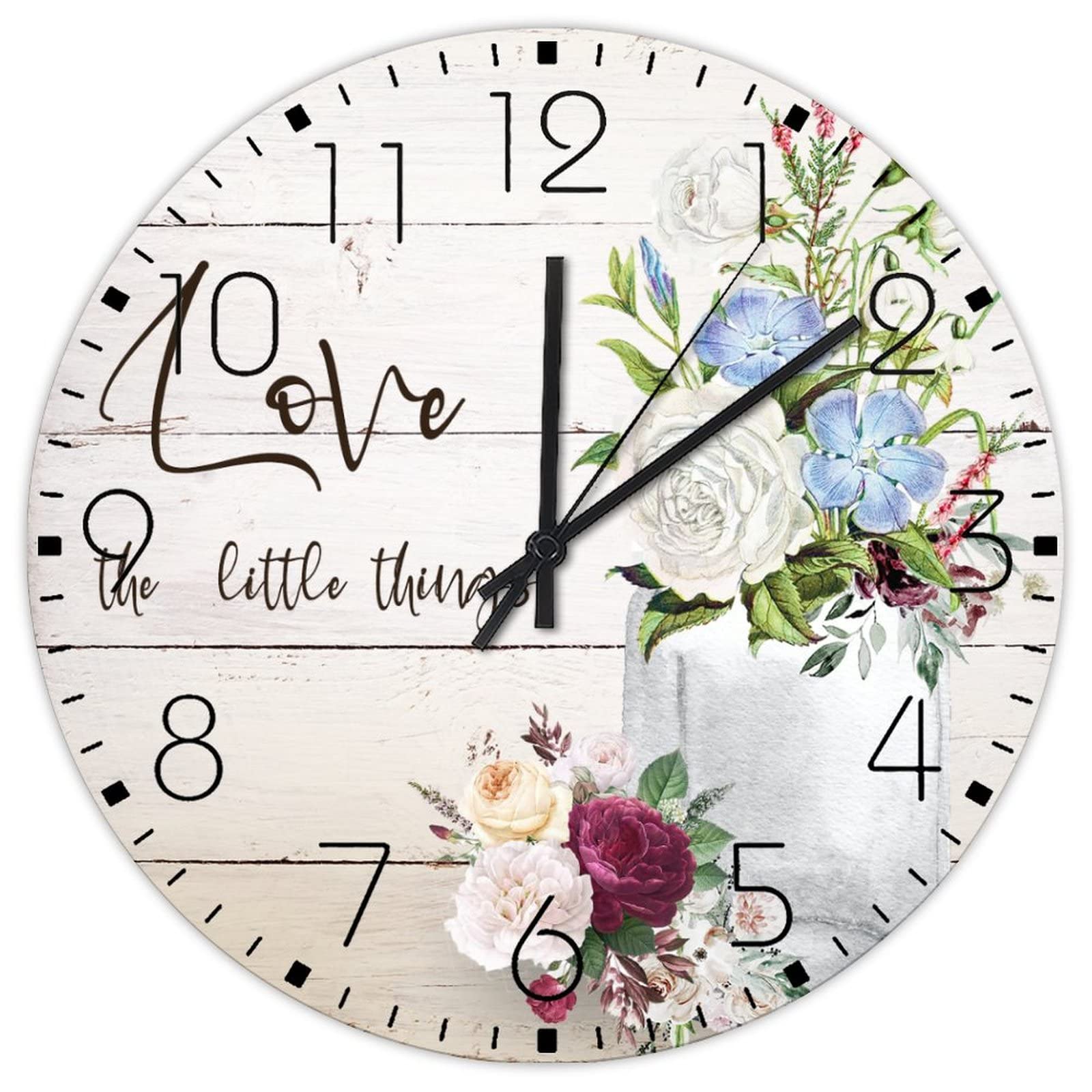Horloge murale en bois 30cm au motif de peinture à l'huile