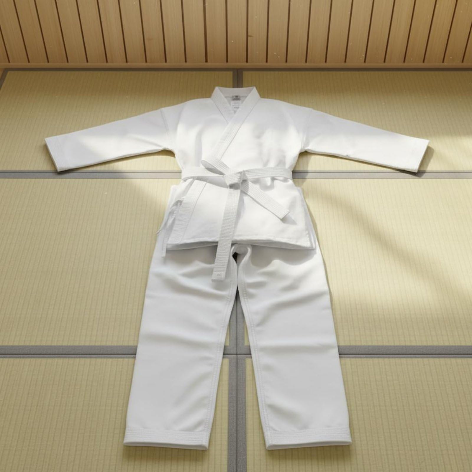 Uniforme da Arti Marziali Kimono Karate Taekwondo Dobok Completo con Collo Taglio Ergonomico Misto Poliestere Cotone Resistente All’usura Adatto