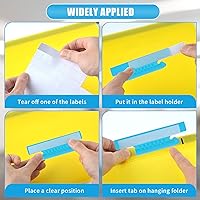 Vista 7 de 50 piezas de pestañas e inserciones de 4 pulgadas para carpetas de archivo colgantes, grandes pestañas de plástico transparente para etiquetas