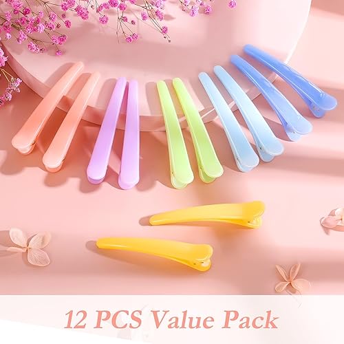 Miniatura 3 de Sublaga - 12 pinzas para el cabello para peinar, antideslizantes, coloridas, de plástico, con diseño de cocodrilo, para mujeres, bebés, niños y