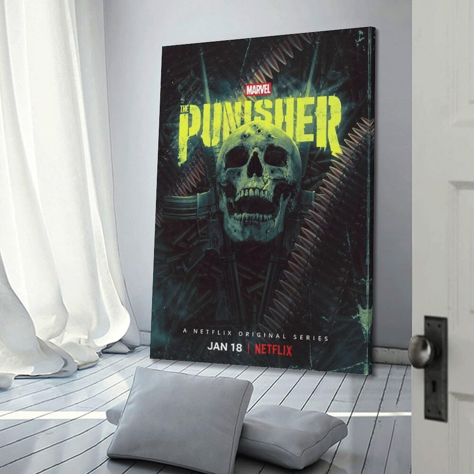 Poster Sur Toile Punisher - 20x30 Cm - Déco Murale Moderne Pour Chambre, Bureau, Salon - Impression Haute Qualité