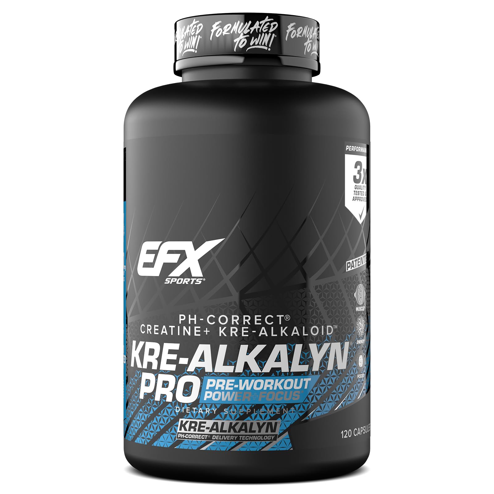 EFX Sports Kre-Alkalyn Pro | pH Correct Creatine Monohydrate Pill Supplement | Muscle Building Pre Workout for Men & Women