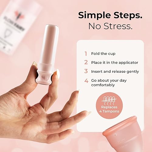 Miniatura 4 de Flow Fairy Vaso menstrual con aplicador Reutilizable 100% silicona de grado médico para principiantes Sin fugas, ecológico, sin BPA y látex, hasta