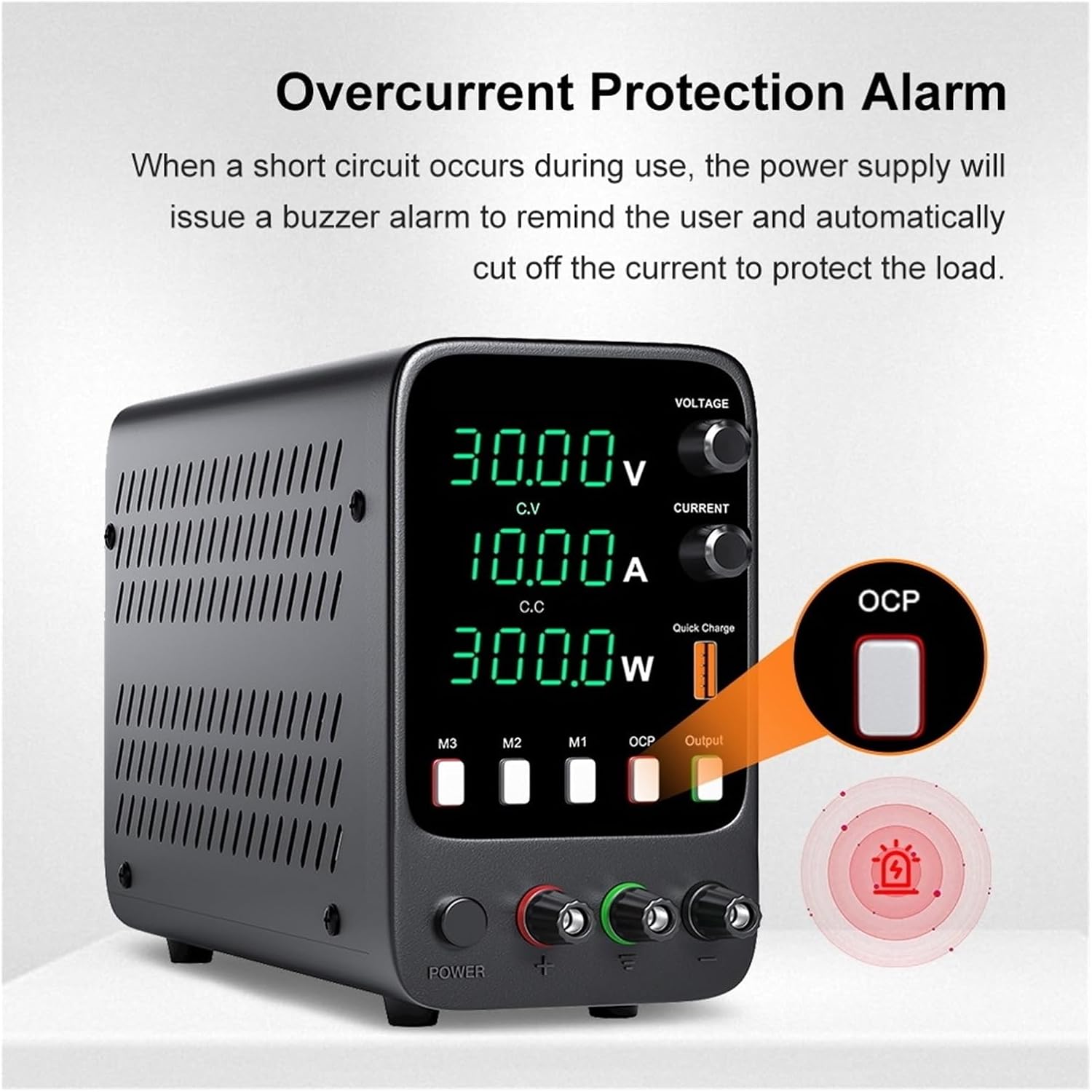 A安定化電源 30V 10A 4桁電圧電流電力表示 エンコーダ調整