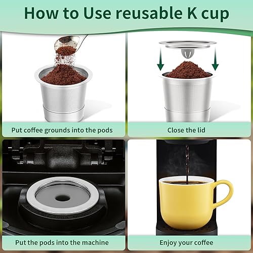 Miniatura 6 de Paquete de 2 cápsulas de café reutilizables de acero inoxidable para Keurig 1.0, cápsulas de café reutilizables K Cup y tazas K de metal para keurig