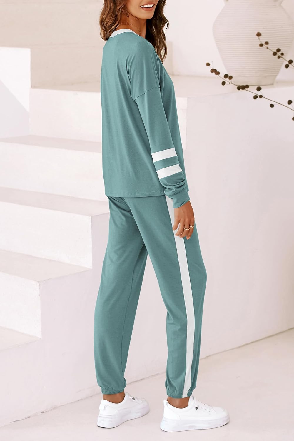 PRETTYGARDEN Women Fall 2 Piece Lounge Outfit Long Sleeve Tops High Waisted Jogger Pants Set Spring Travel Clothes Tracksuit - Image 2