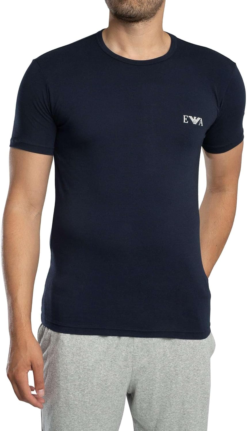 Emporio Armani Mens Stretch Cotton Jersey 2 Pack Crew Neck Shirt - Image 3