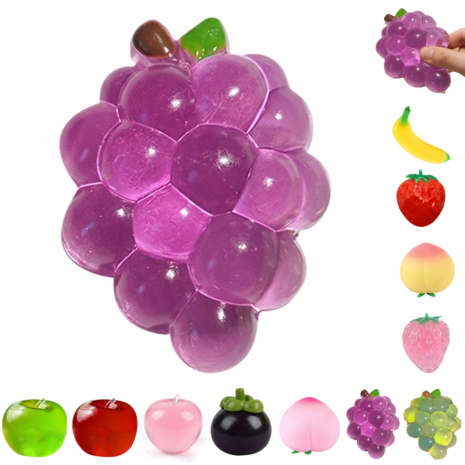 Fruits Squeeze Toys, Cute Apples Squeeze Toys, Squishy Stress Ball Fidget Toy for Kids and Adults Anxiety Relief, Soft Squeeze Sensory Ball Sensory Toys,Funny Desk Decor,Party Favors Gifts (F) — image 1