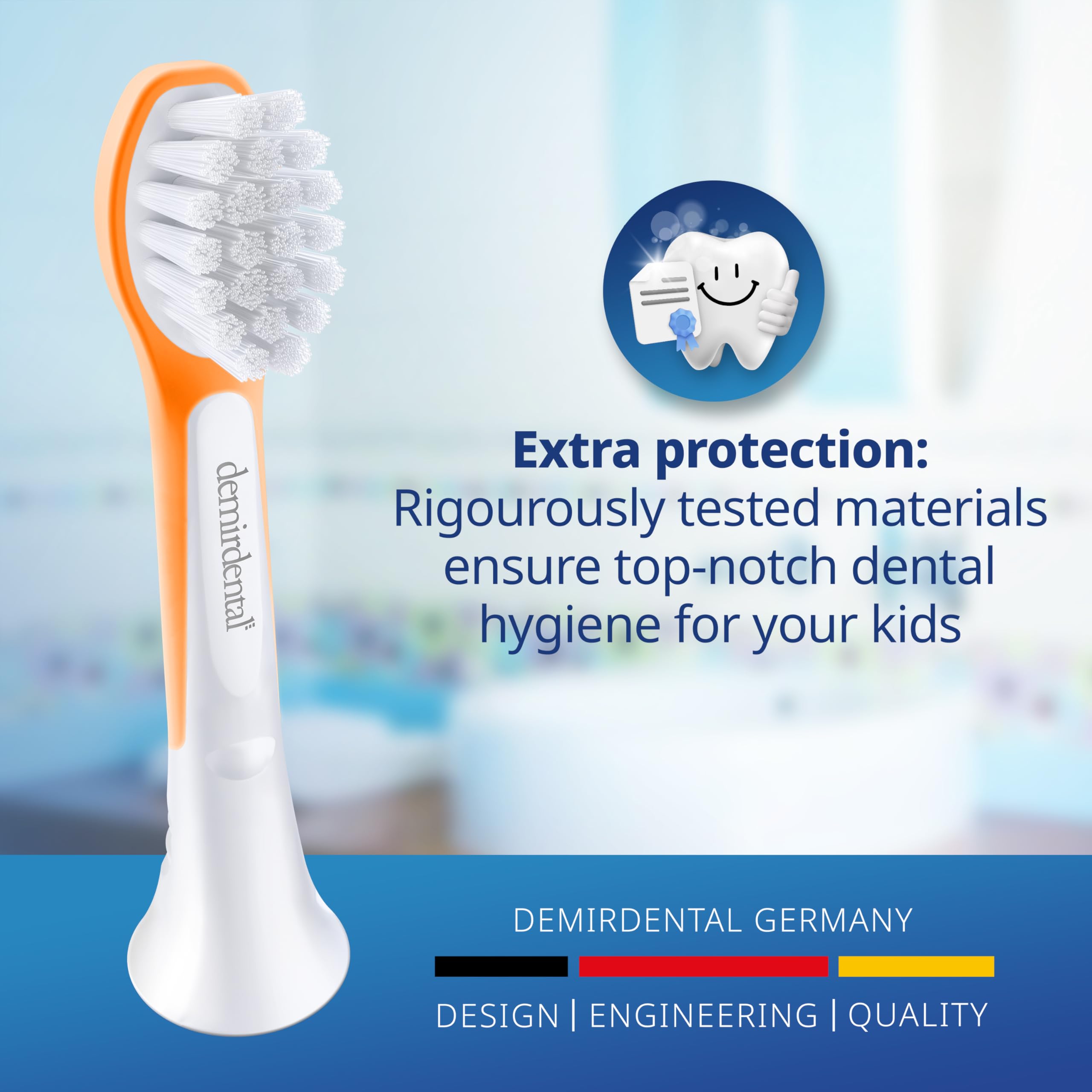 demirdental Mini testine di ricambio per spazzolino da denti per bambini, compatibili con Philips Sonicare Compact Kids - Testine di ricambio Sensitive - Testine per spazzolino da 3 a 6 anni -