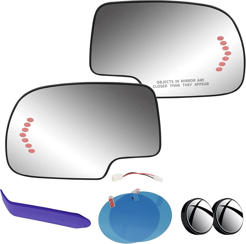 Par de vidros de espelho retrovisor externo EAP aquecidos com seta para Chevy, GMC e Cadillac 1999–2007