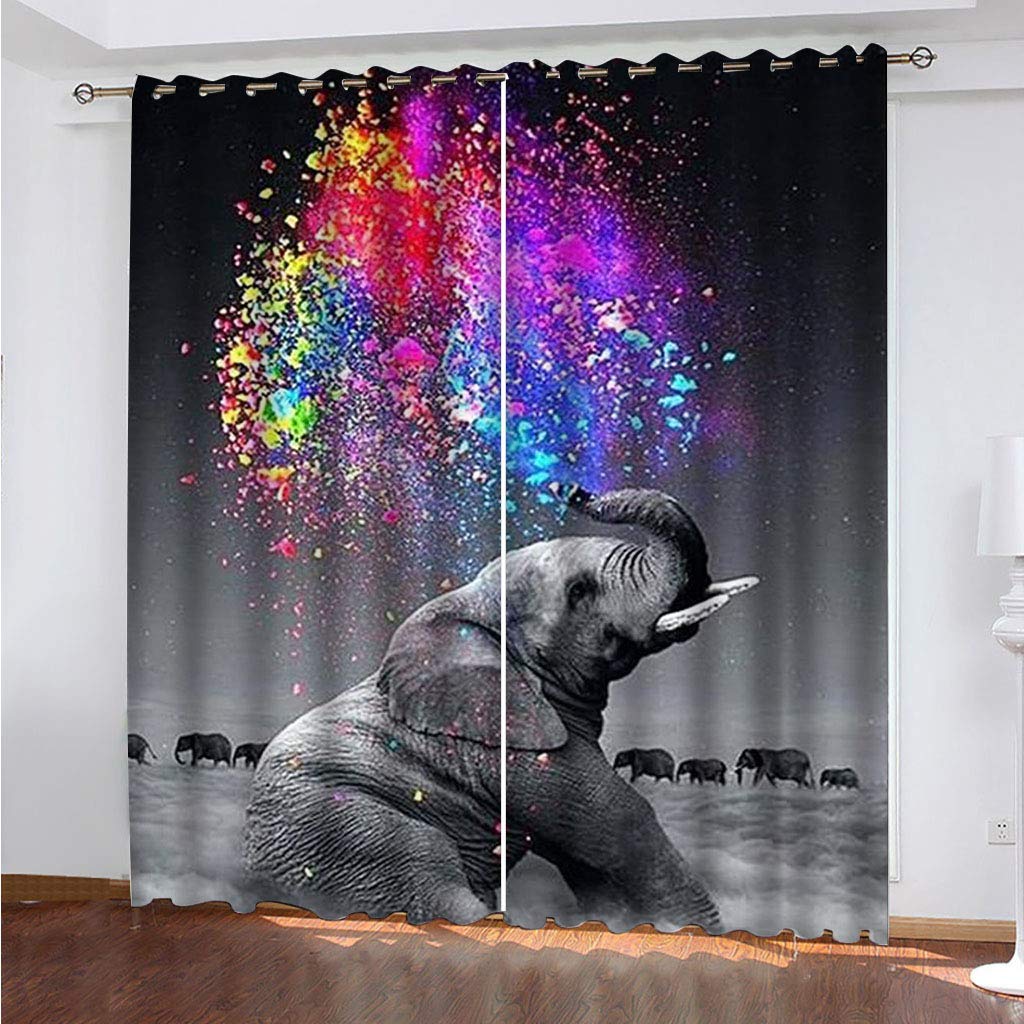 Rideaux occultants salon moderne motif éléphant pour créer une ambiance cosy et tamisée