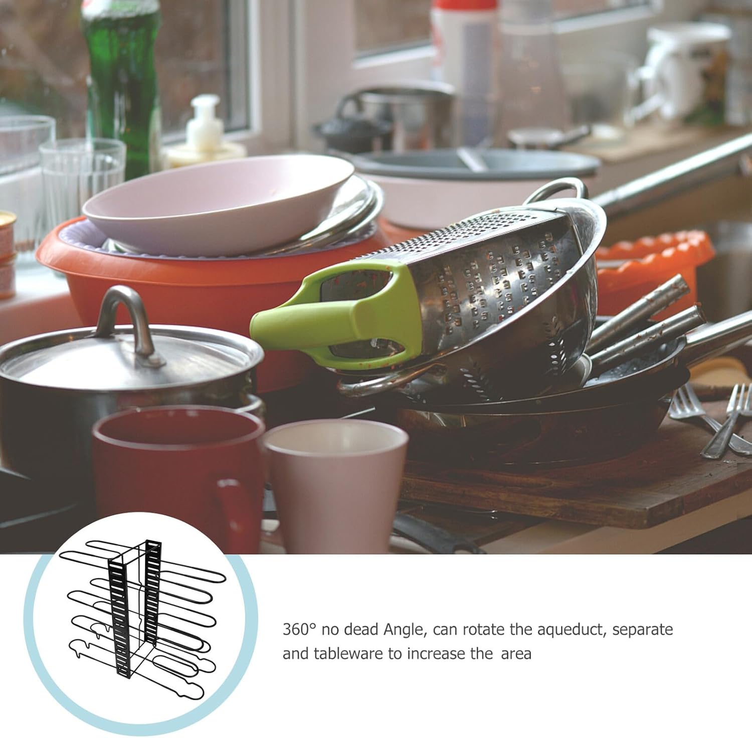 Luxshiny Kitchen Organizer Cookware Lid Rack, 8-layer Metal Multi-functional Storage Rack with Coated Surface, Foldable Design for Cabinet and Countertop Use