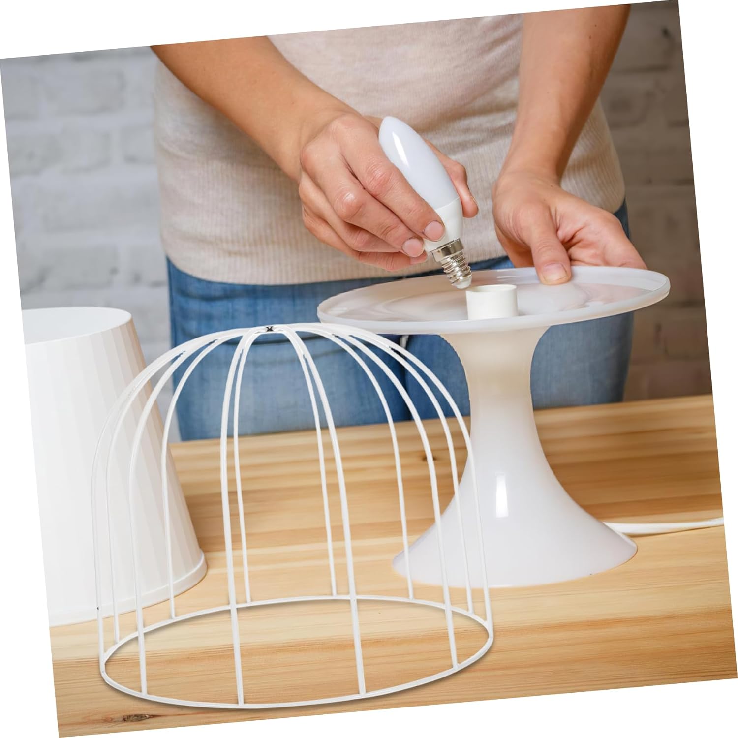 Gadpiparty Metal Lampshade Frame Diy Chandelier Pendant Shade Bracket for Ceiling Fixtures Wire Pendant Lampshade