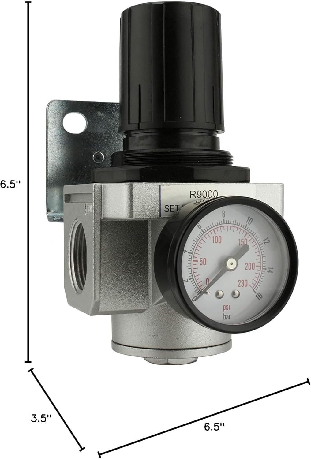 New 1" Inline Air Compressor In Line Regulator & Pressure Gauge