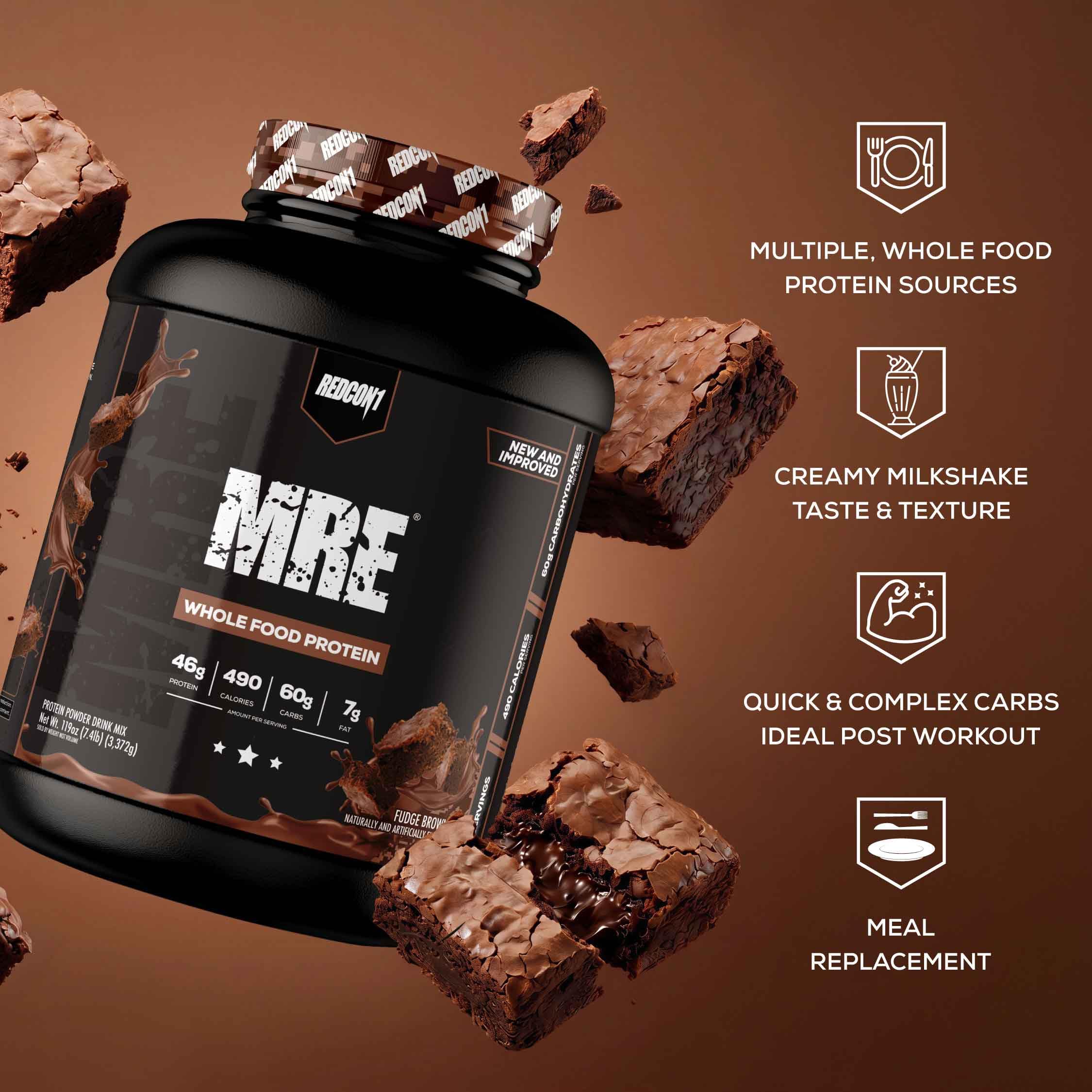 REDCON1 MRE Whole Food Protein Powder, Fudge Brownie - Meal Replacement Made with Animal and Plant Based Protein Sources, Nutrient and Calorie Dense, 0g Added Sugar (24 Servings) — Amazon image 4
