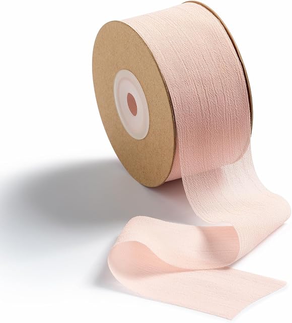 MORSUNBELA Różowa wstążka z kokardkami, taśma prezentowa, szerokość 3,8 cm x 23 m, szyfonowa, jasnoróżowa, jedwabna wstążka materiałowa na wesele, urodziny