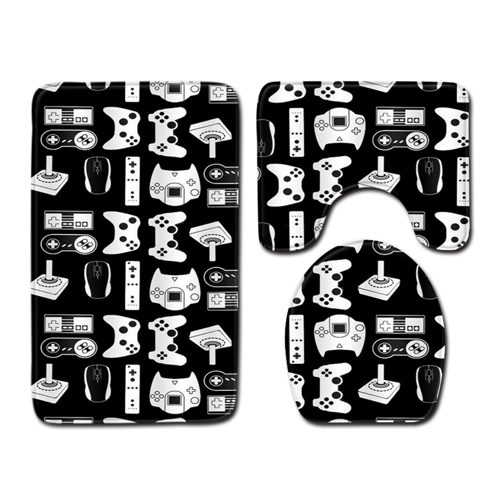 Juego de alfombrillas de baño para baño, alfombra de baño, alfombra de juego para máquina de juego, antideslizante, juego de alfombrillas de baño de forro polar coral para ducha, inodoro, alfombras