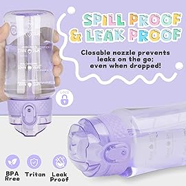 OLDLEY 12oz Kids Water Bottle for School - Motivational With Silicone Straw, Leak-Proof Tritan BPA-Free, Reusable for Girls Boys, Amethyst
