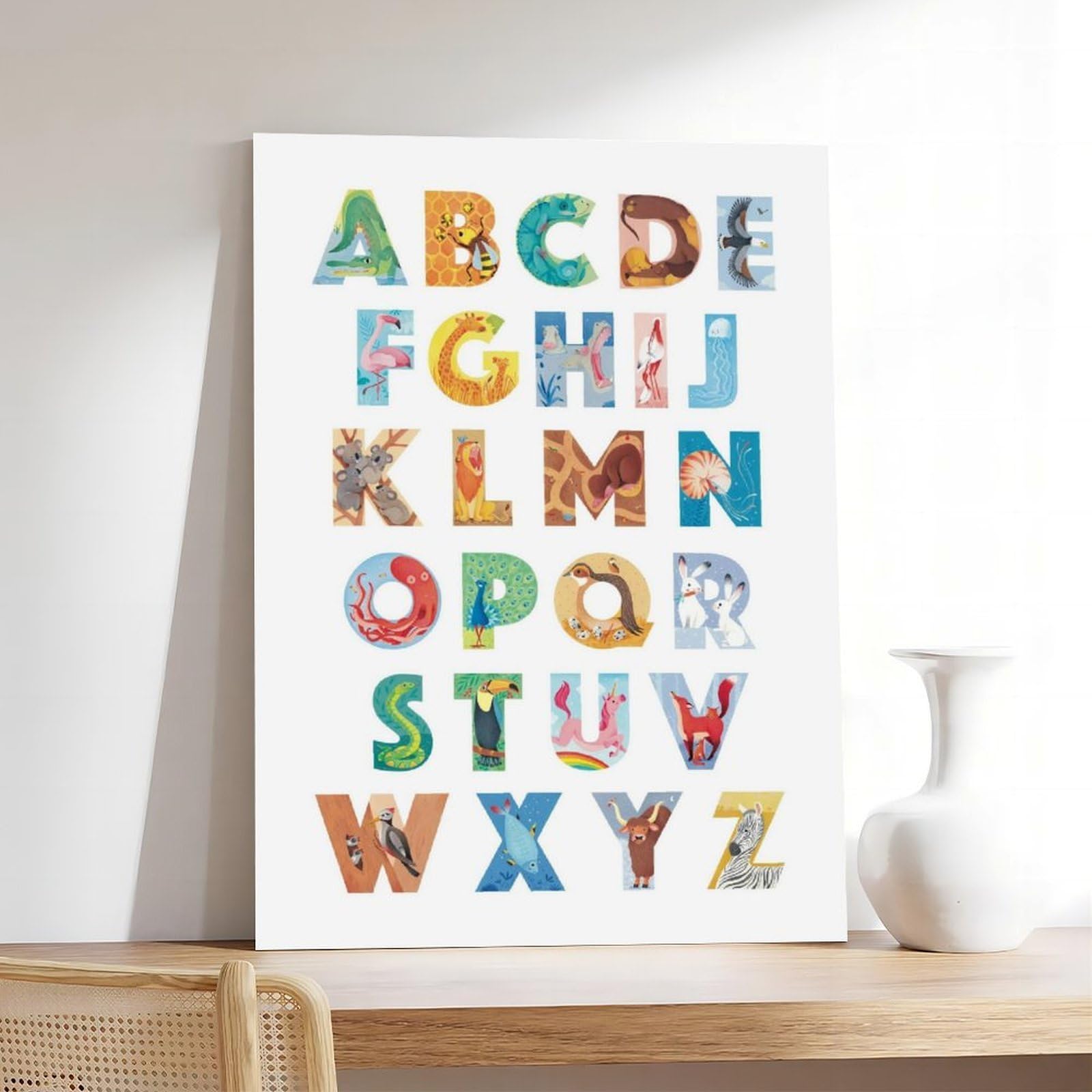 QIOTBVV Poster éducatif sur toile pour la maternelle - Décoration de chambre à coucher, bureau, chambre, cadeau - 40,6 x 61 cm (L x l)