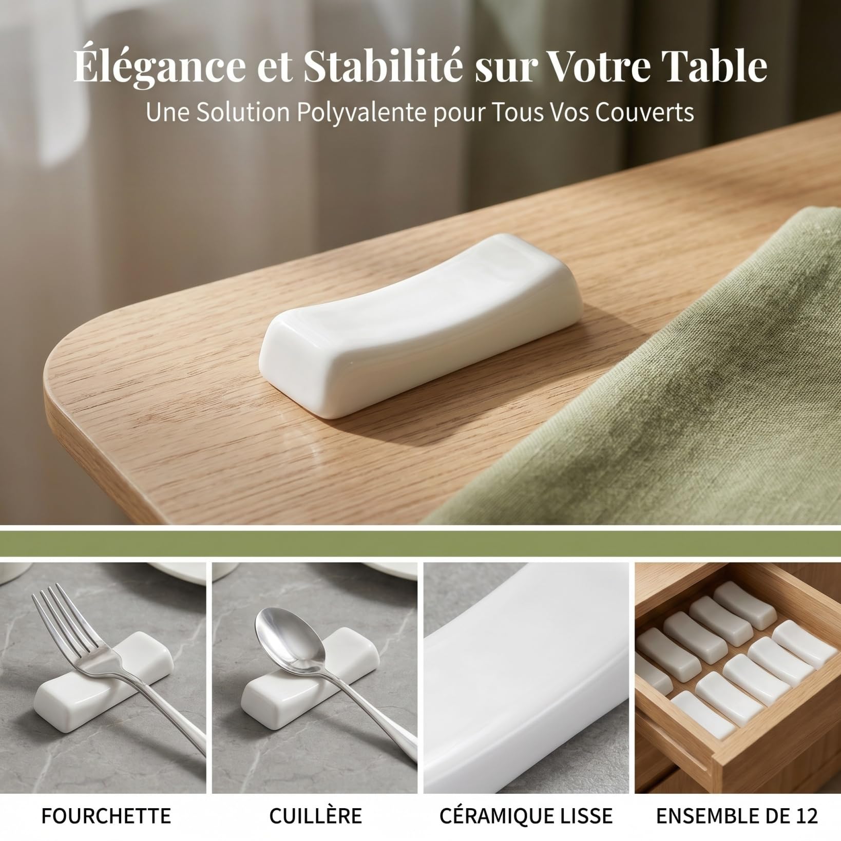 Toyvian Supporto Poggia-Bacchette in Ceramica Bianca 12 Pezzi, Porta-Couverts Piccolo Formato per Ristoranti, Hotel e Tavole Domestiche