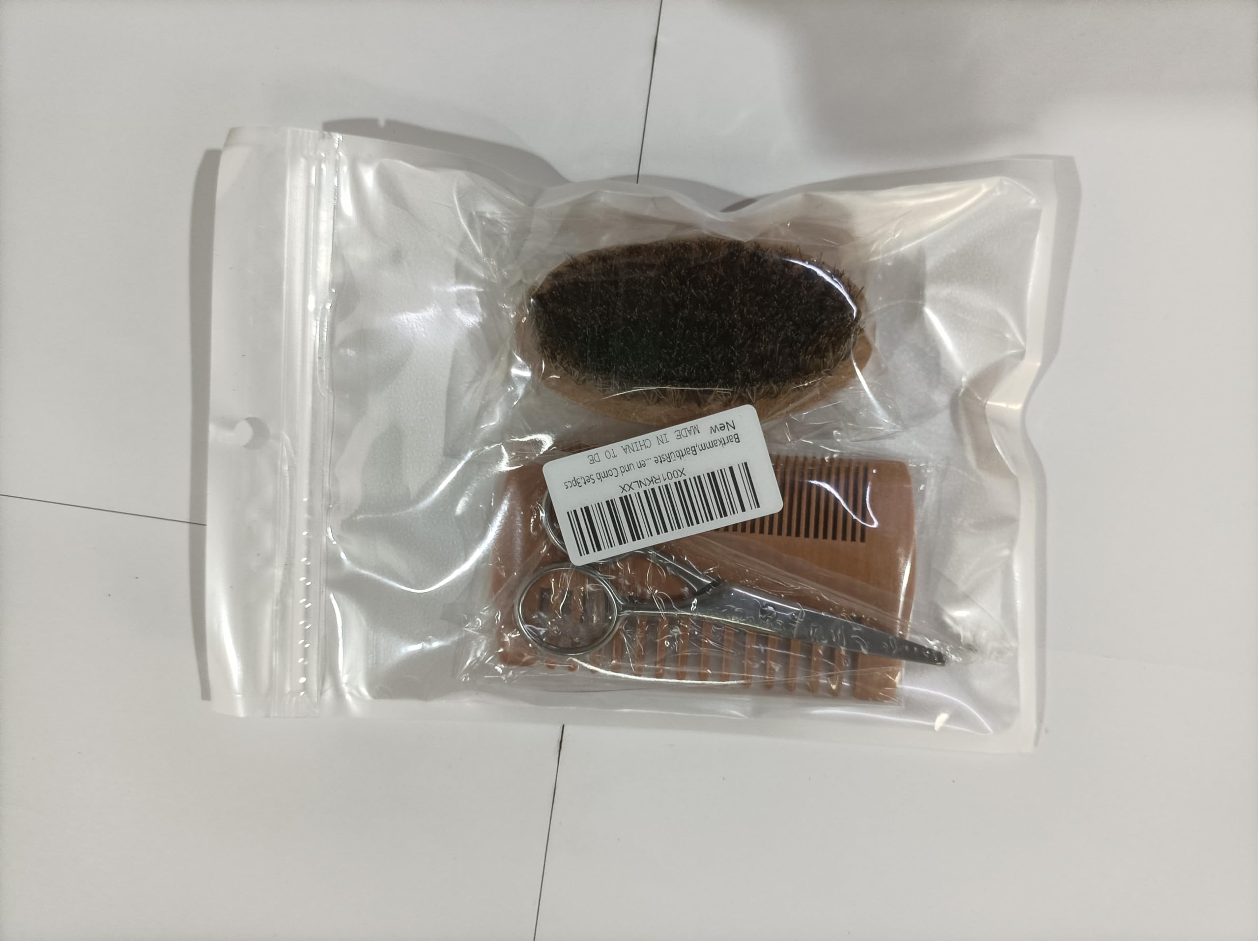 Spazzola Barba,Spazzola per Barba Uomo,100% Setole di Cinghiale,Pettine,Forbici (3pcs)