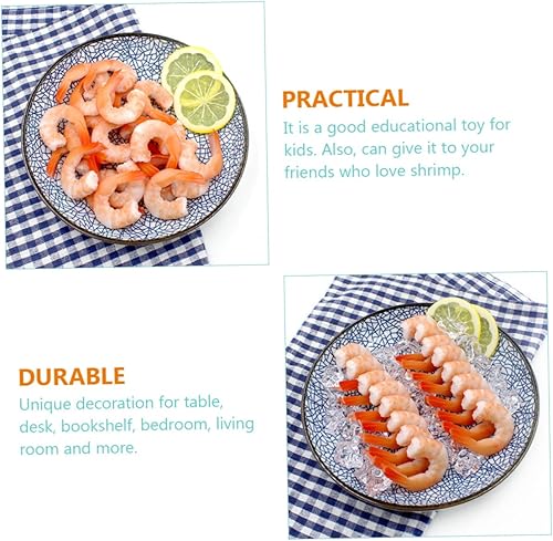 Miniatura 4 de Toyvian 18 piezas de camarones artificiales, modelo de comida falsa, modelo de camarón cocido, modelo de camarón cocido, animales marinos, mariscos,