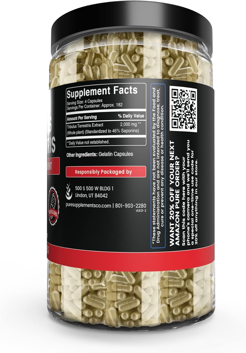Pure Original Ingredients Tribulus Terrestris (730 Capsules) No Magnesium Or Rice Fillers, Always Pure, Lab Verified : Health & Household