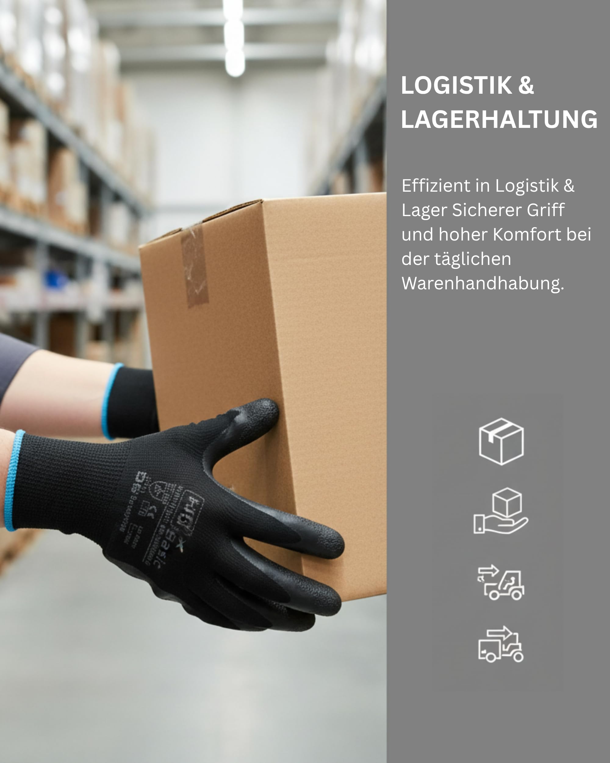 Hi5 X-Basic Arbeitshandschuhe – 10G Polyester – Latex Crinkle Beschichtung – starker Grip & flexibel – EN 388:3141X – schwarz (M, 120, stück)