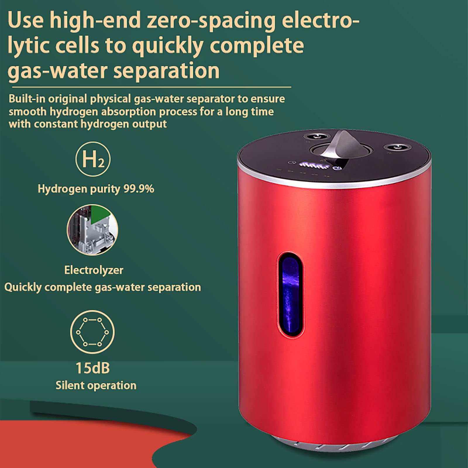 Inalatore di idrogeno, Macchina per inalazione H2 Portatile ad Alta purezza al 99,99 percento, generatore di Acqua Ricca di idrogeno, per Uso Benessere casa/Viaggio (Dimensioni: 150 ml/min)