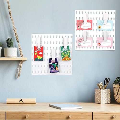 Miniatura 6 de Fulmoon 10 piezas de accesorios de tablero de clavijas, clips de metal para manualidades, sala de estar, cocina, baño, oficina, pared, organizar