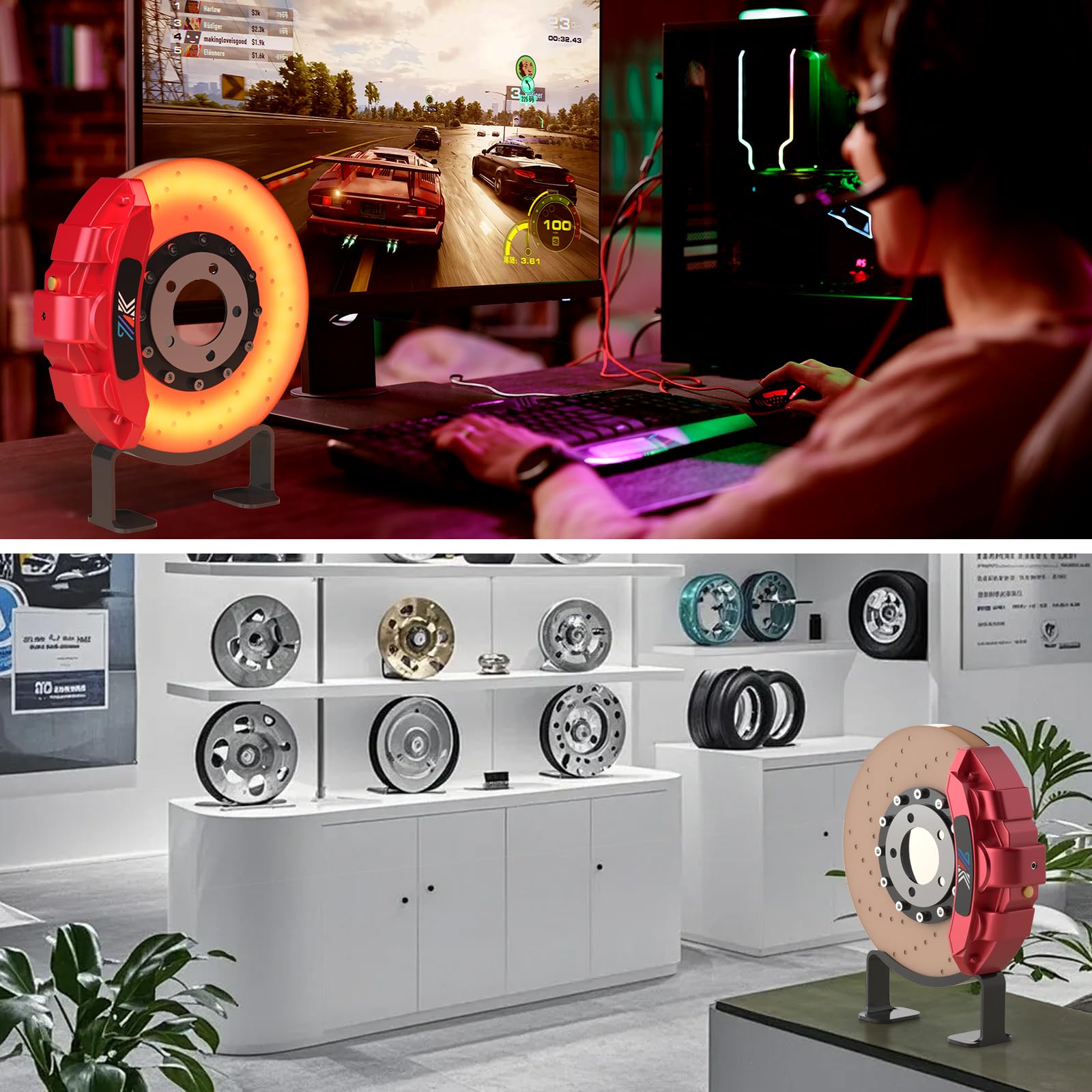 Unique 3D Brake Disc Night Light Rechargeable USB Touch Control Desk Lamp Room Decor Cool Gifts for Car — view 8