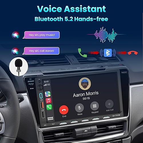 Miniatura 15 de Estéreo de coche de doble DIN compatible con Apple CarPlay/Android Auto de 6.8 pulgadas, pantalla táctil Bluetooth AM/FM Radio 2X USB