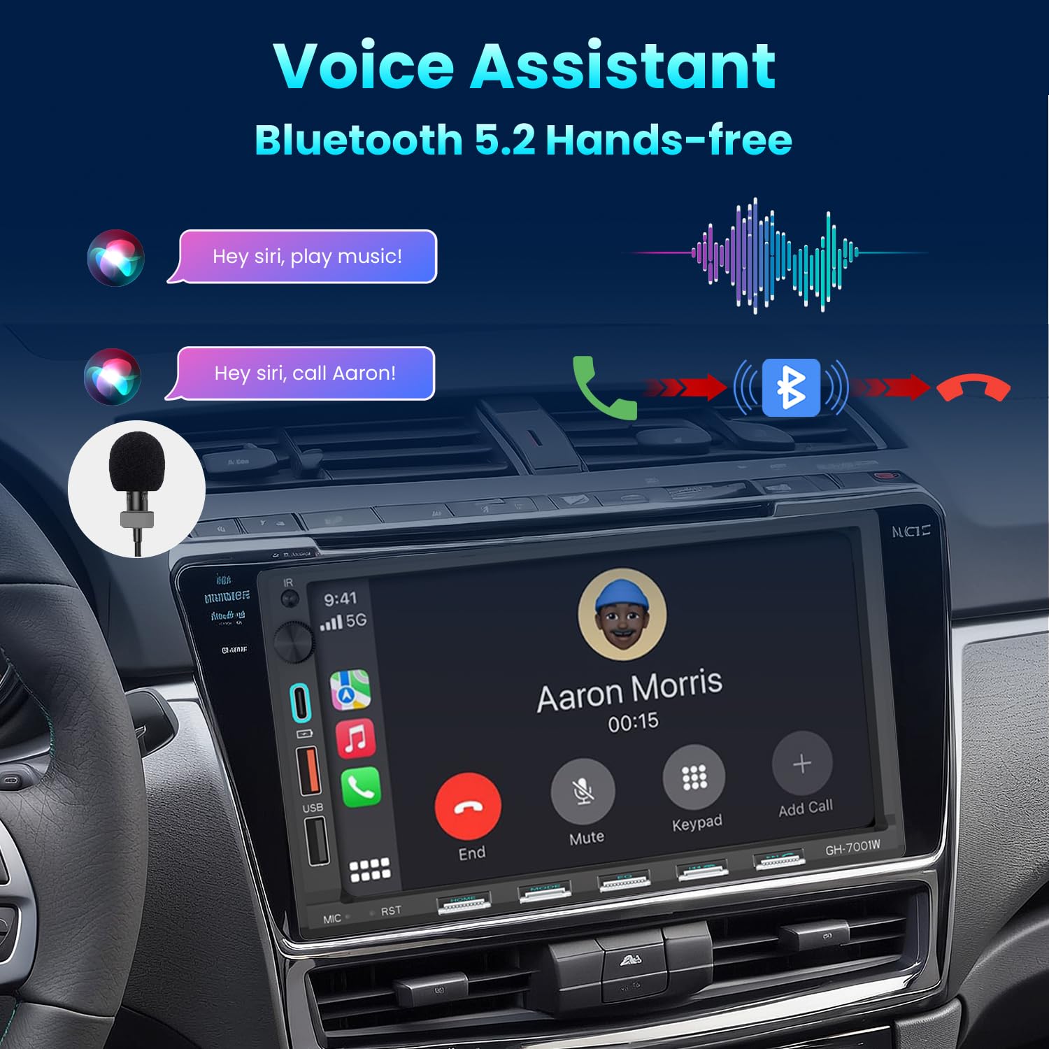 Autoradio Bluetooth 2Din mit 7" Bildschirm Wireless CarPlay