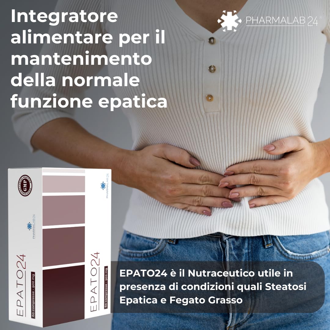 Epato24 | Integratore Fegato Grasso Disintossicante Forte, Integratore Alimentare per Steatosi Fegato - 60 Compresse da 900 mg