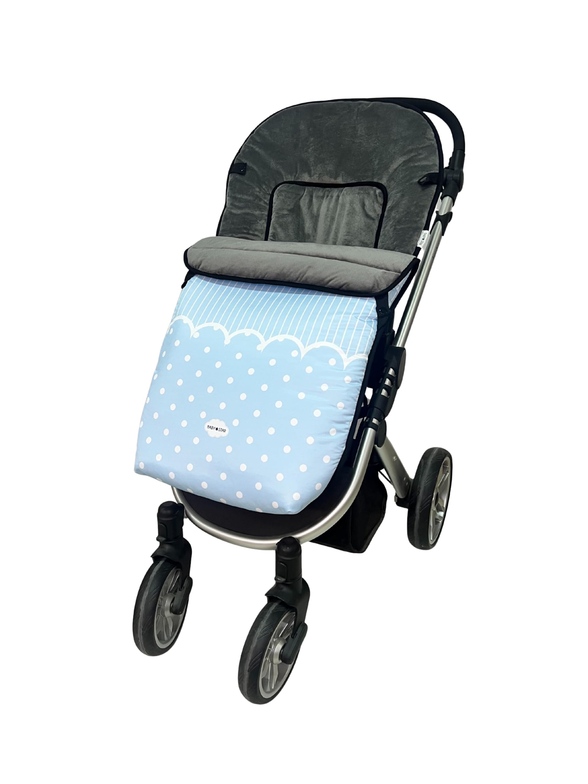 Baby Star Saco Silla de Paseo Universal azul, Saco Bebe Invierno con Polar extrasuave, Saco Carro bebé Impermeable, Desmontable y Transpirable, Doble Apertura, resistente hasta -15 grados