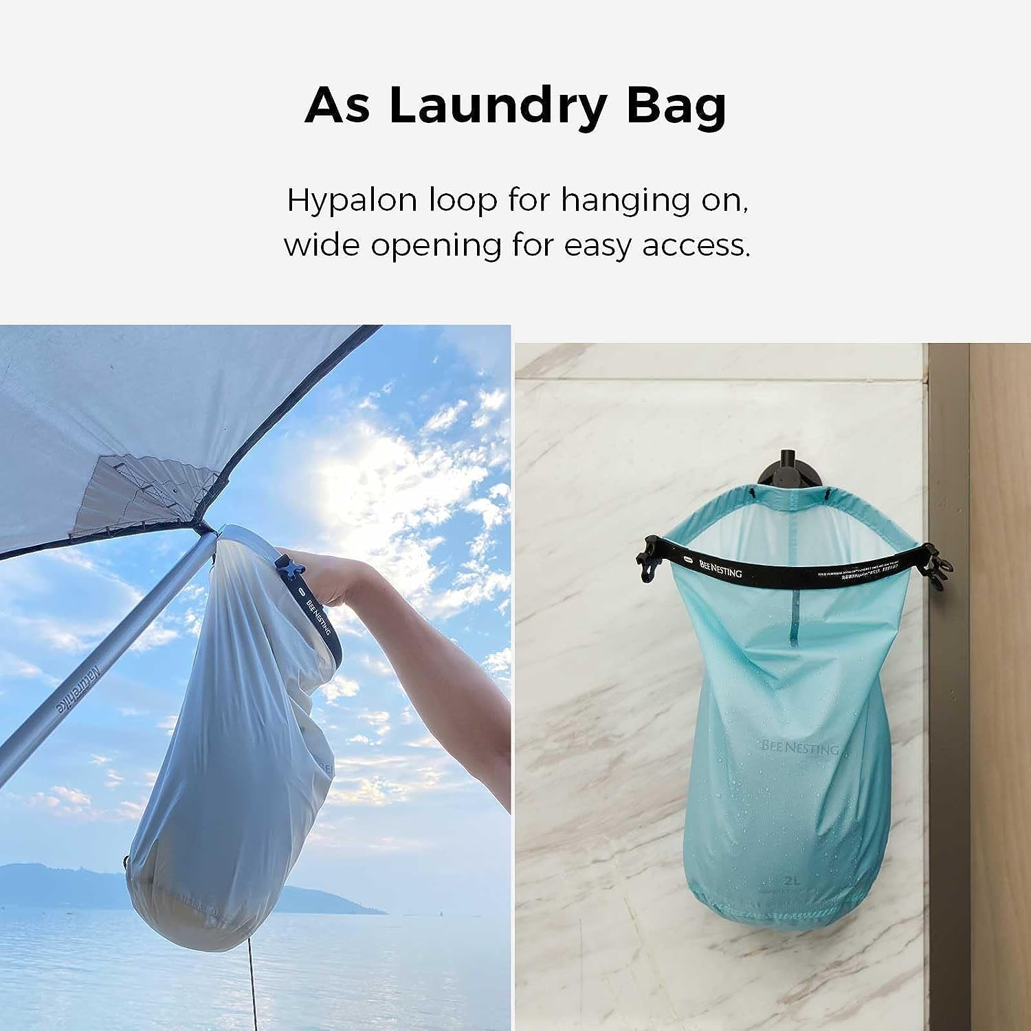 Bee Nesting Juego de Bolsas secas ultraligeras para mochileros, Saco seco Impermeable para Camping, Senderismo, Motocicleta, Juego de 3 Bolsas Ligeras, Gris, 2L 4L 8L Strap, 12 l y 20 l