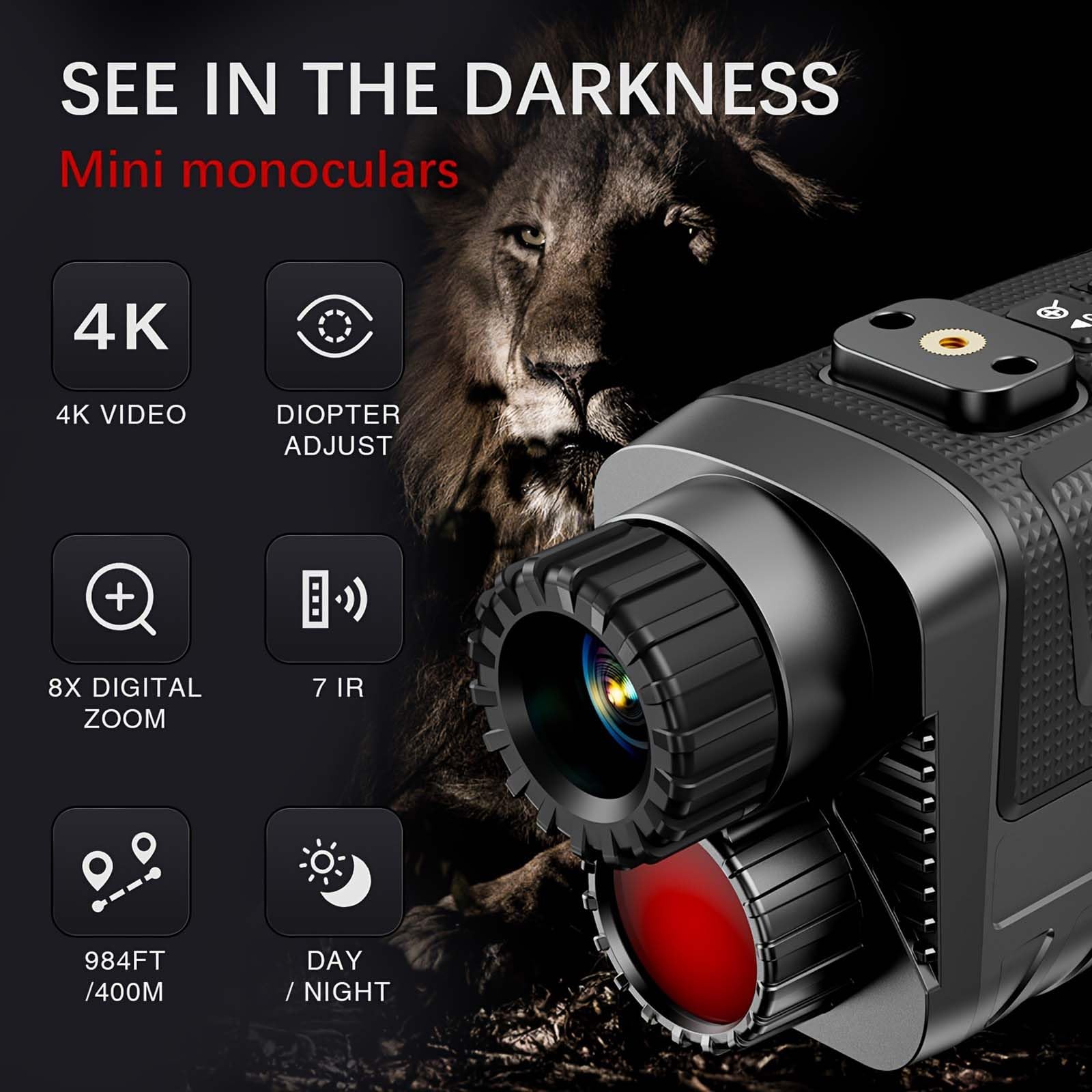 Amazon.com: SKIOVEMI NV8260 Night Vision Monoculars for Adults, 4K