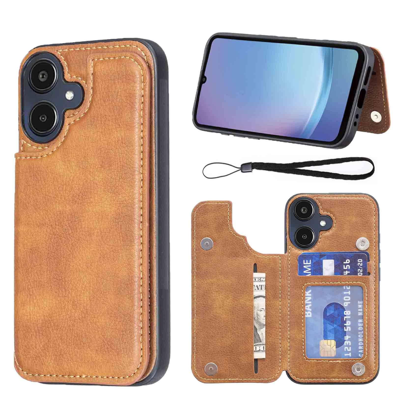 【Aqier】For 互換性 Galaxy A25 5G/SC-53F/SCG33 適用 背面手帳型 軽い薄い 純色 レザーケース(レトロブラウン)ギャラクシーa25 5g ケースカード入れ 片手操作 バックカバー サムスンa25 薄い茶