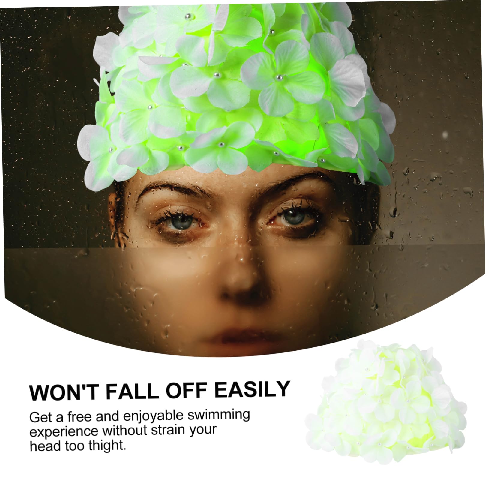 ibasenice Gorro De Natación De Gran Tamaño Gorro De Natación con Diseño De Flores De Pétalos Gorro De Natación Fluorescente para Mujer Gorro De Natación De Neopreno Neón Gorro De
