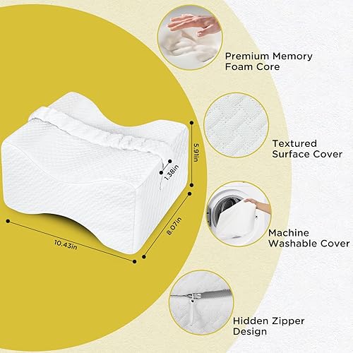 Miniatura 6 de Almohada de rodilla para dormir de lado, almohada de piernas para ciática, espalda, caderas, rodillas, alivio del dolor en las articulaciones,