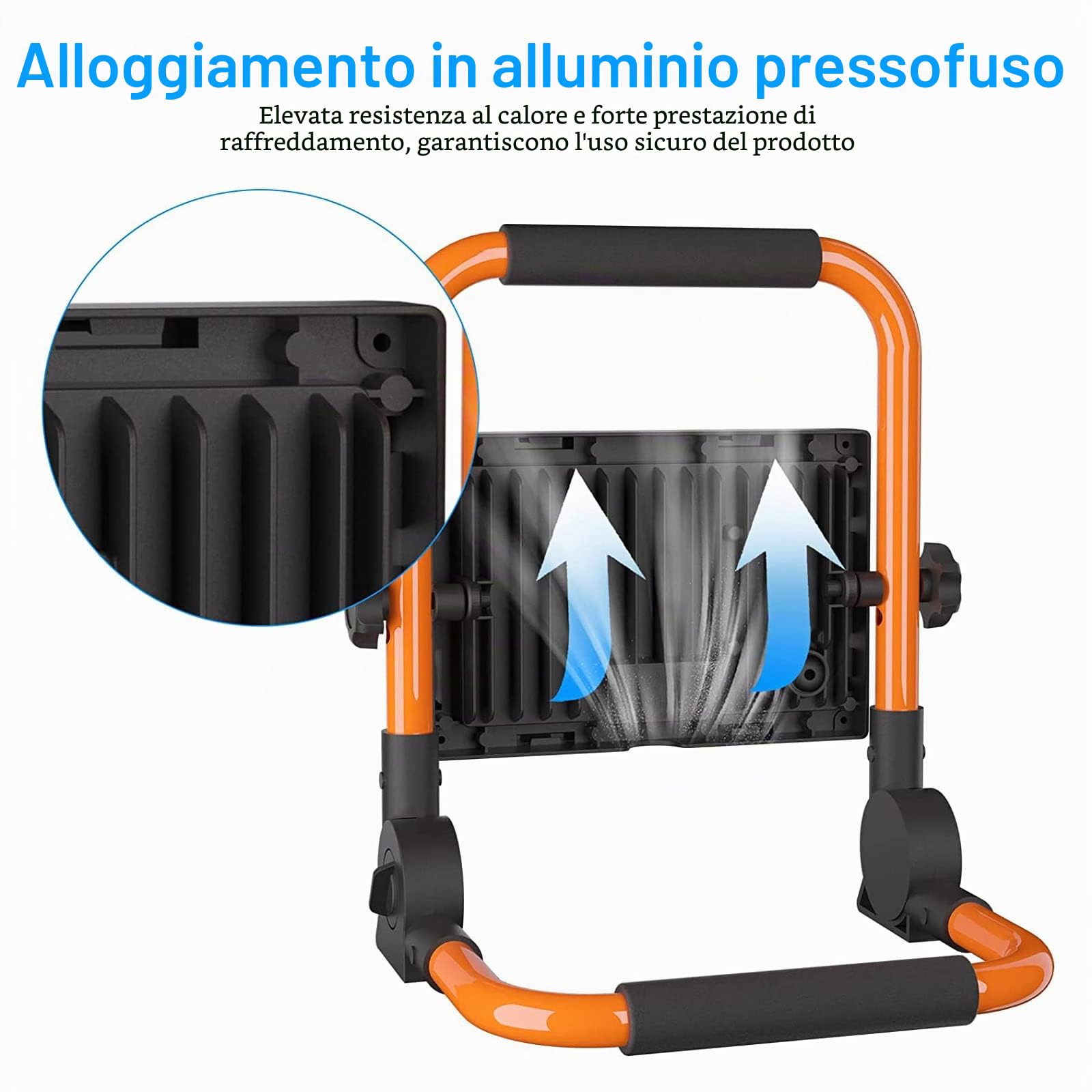 MEIHUA 60W Faretto LED da Cantiere, Lampada da Lavoro Portatile 5200LM 6500K, Rotazione 360° con Staffa Pieghevole, Faro LED da Costruzione Impermeabile IP66 per Officina, Esterni, Garage