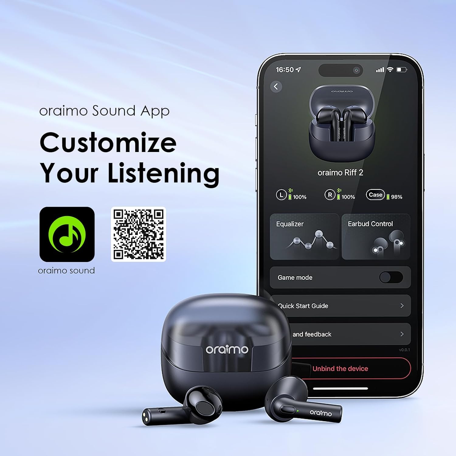 Oraimo Riff 2 earbud driver with 12mm size indicated, emphasizing super bass