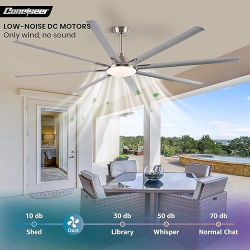 Miniatura 4 de Ventiladores de techo modernos con luces, ventilador de techo de 100 pulgadas con luz y control remoto, sala de estar, biblioteca, cafetería,